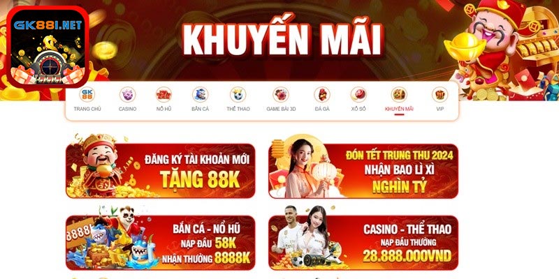 Khuyến mãi GK88 chào mừng thành viên mới